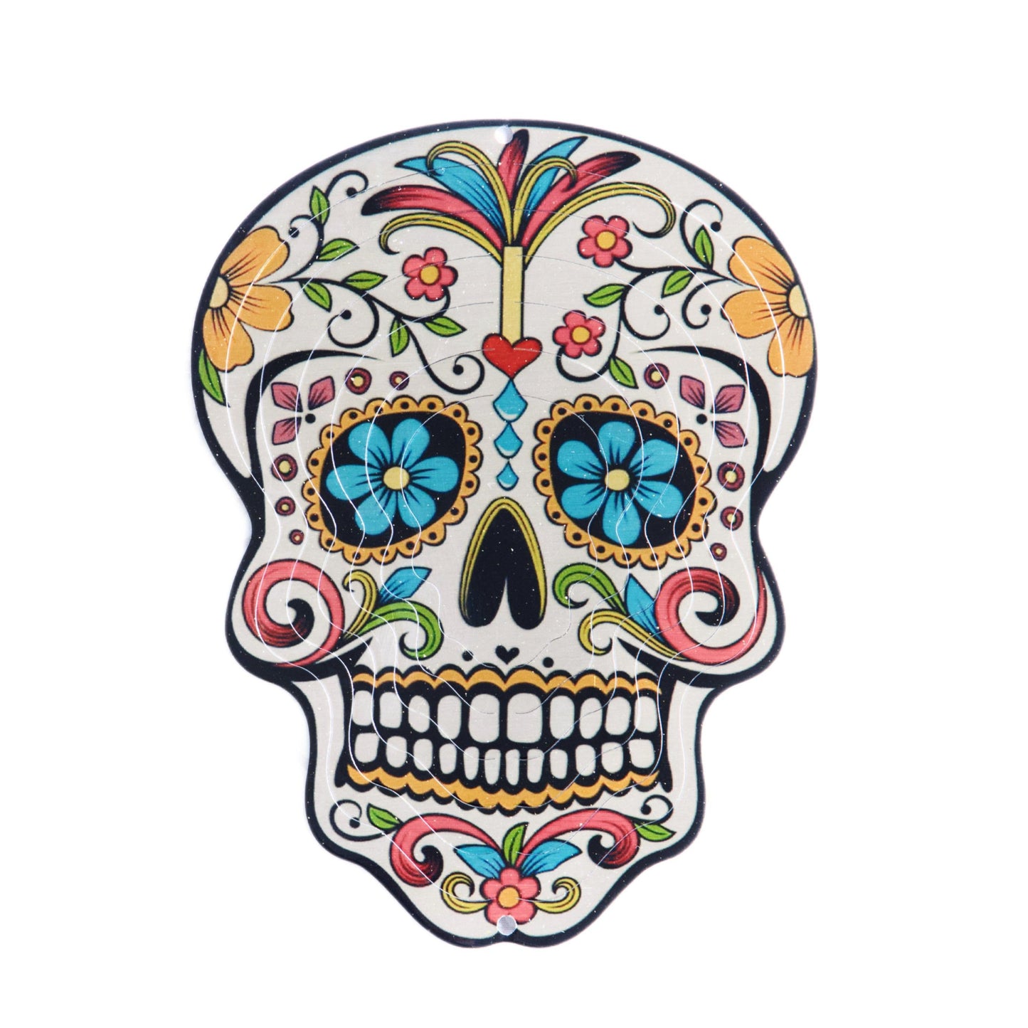 Colorful sugar skull design on a white background