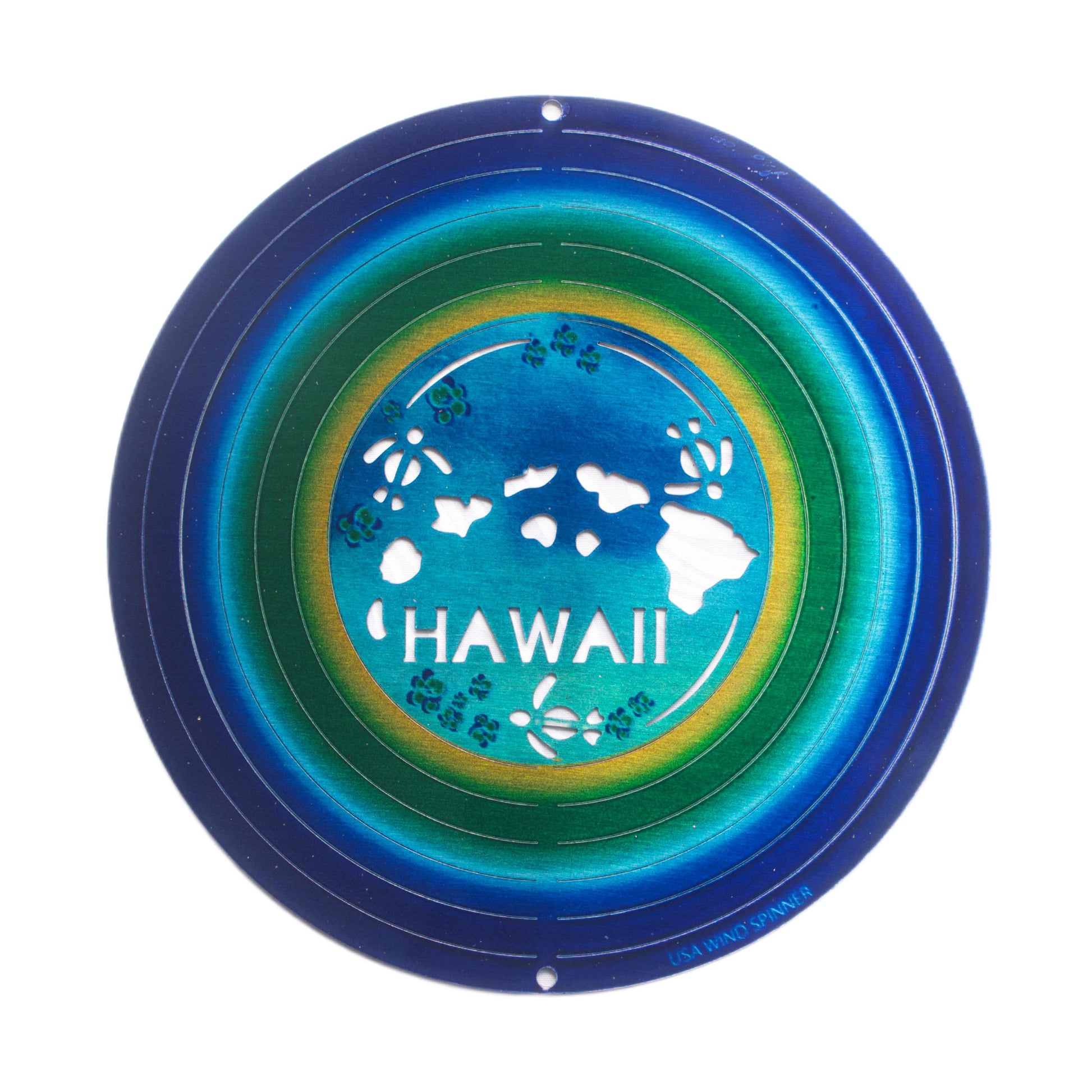 Decorative wind spinner with Hawaii map design on a white background