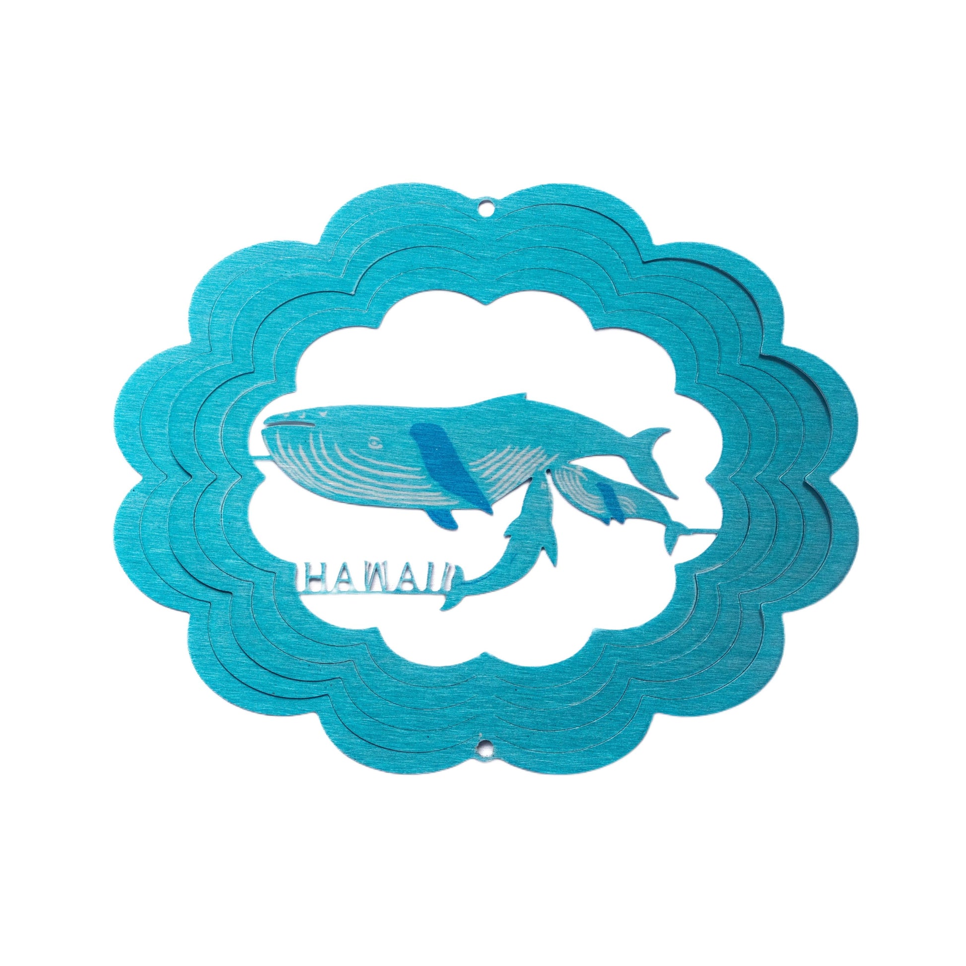 Decorative wind spinner with whale design and 'HANAH' branding on a white background