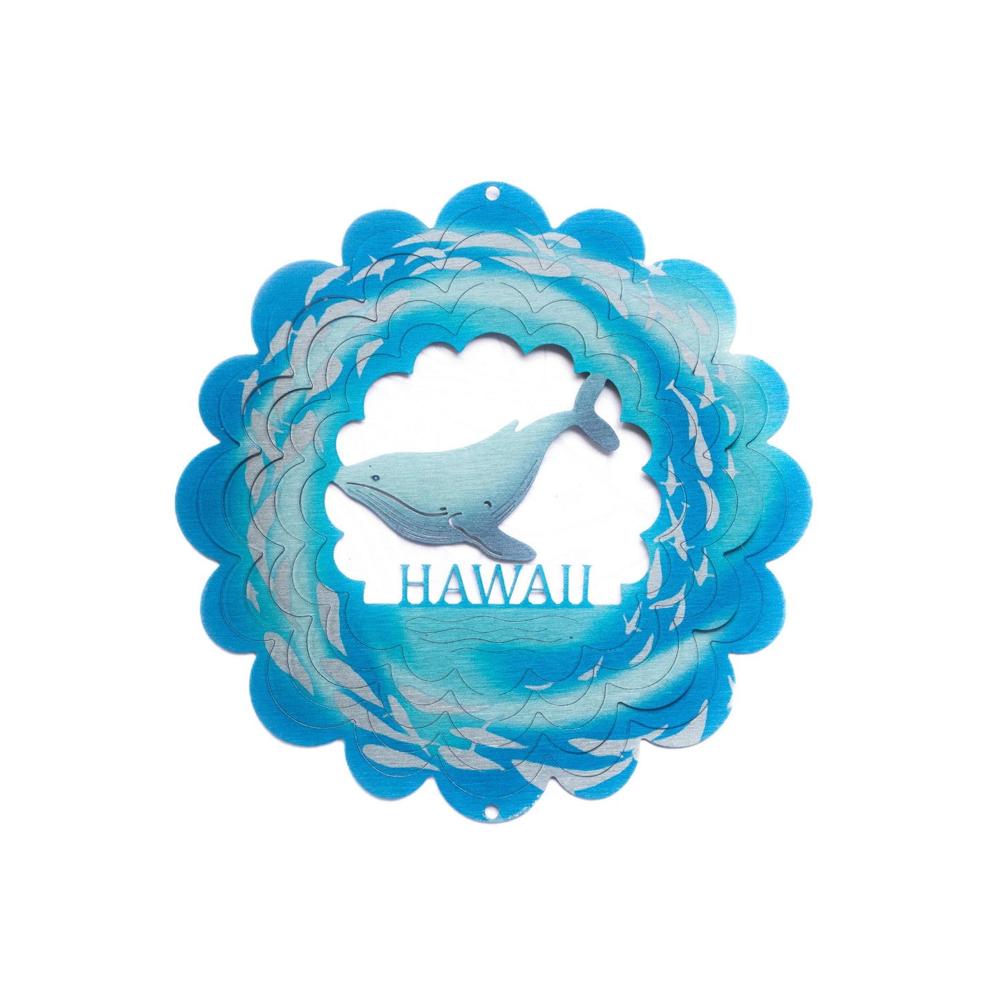 12 in Hawaii whale swimming in the ocean wind spinner